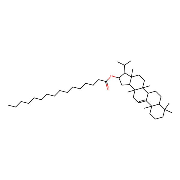 2D Structure of [(2S,3R,3aS,5aR,5bR,7aS,11aS,13aS,13bR)-3a,5a,8,8,11a,13a-hexamethyl-3-propan-2-yl-1,2,3,4,5,5b,6,7,7a,9,10,11,13,13b-tetradecahydrocyclopenta[a]chrysen-2-yl] hexadecanoate