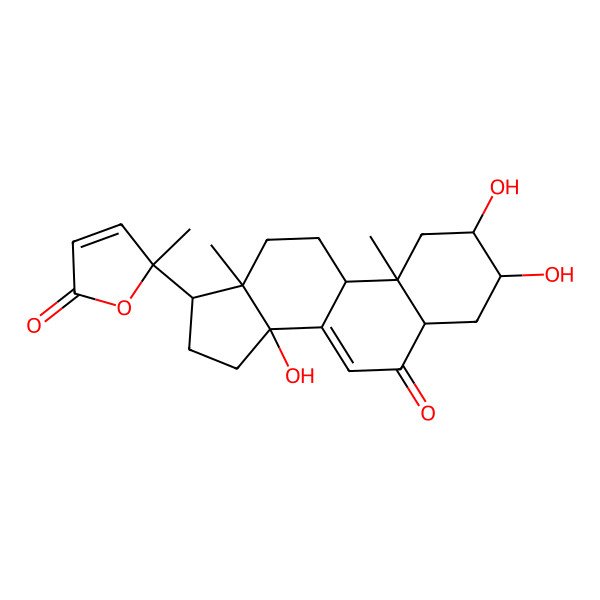 2D Structure of (5S)-5-methyl-5-[(2S,3R,5R,9R,10R,13R,14S,17S)-2,3,14-trihydroxy-10,13-dimethyl-6-oxo-2,3,4,5,9,11,12,15,16,17-decahydro-1H-cyclopenta[a]phenanthren-17-yl]furan-2-one