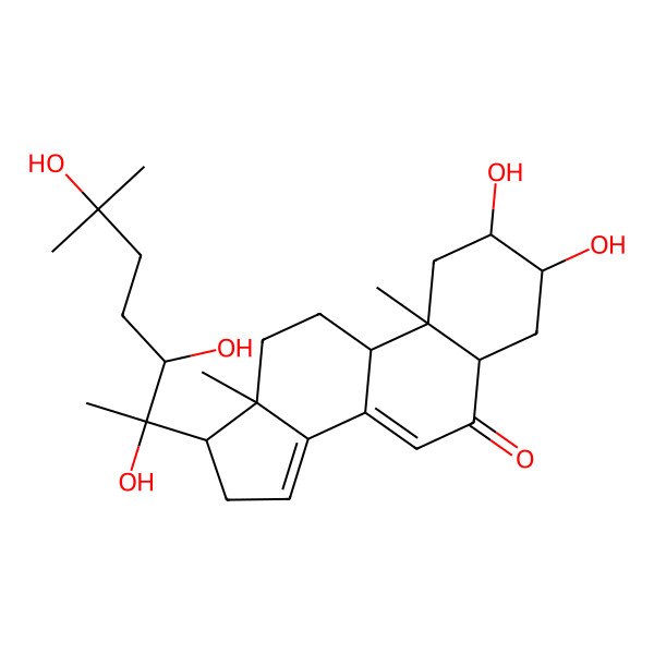 2D Structure of (2S,3R,10R,13R,17S)-2,3-dihydroxy-10,13-dimethyl-17-[(2R,3R)-2,3,6-trihydroxy-6-methylheptan-2-yl]-1,2,3,4,5,9,11,12,16,17-decahydrocyclopenta[a]phenanthren-6-one
