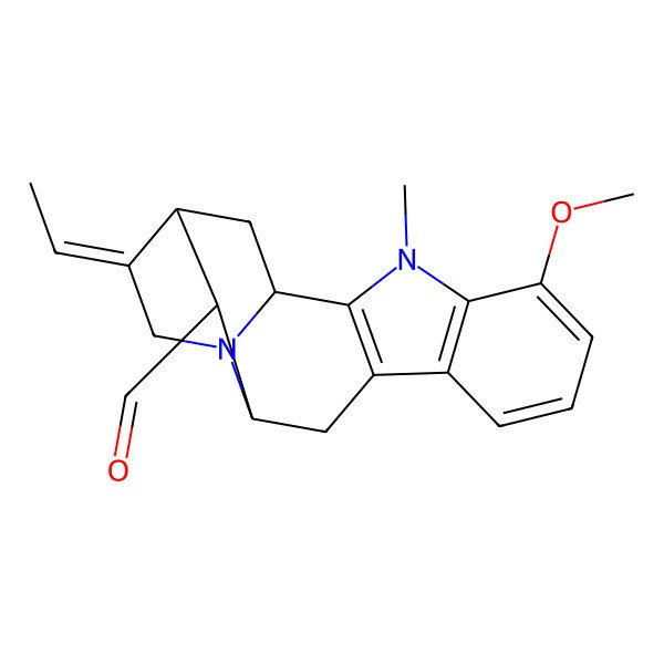 2D Structure of (12S,13R,14S,15E)-15-ethylidene-5-methoxy-3-methyl-3,17-diazapentacyclo[12.3.1.02,10.04,9.012,17]octadeca-2(10),4(9),5,7-tetraene-13-carbaldehyde