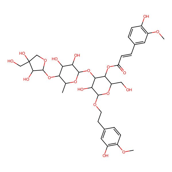 2D Structure of [4-[5-[3,4-Dihydroxy-4-(hydroxymethyl)oxolan-2-yl]oxy-3,4-dihydroxy-6-methyloxan-2-yl]oxy-5-hydroxy-6-[2-(3-hydroxy-4-methoxyphenyl)ethoxy]-2-(hydroxymethyl)oxan-3-yl] 3-(4-hydroxy-3-methoxyphenyl)prop-2-enoate