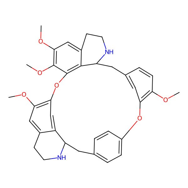 2D Structure of (1R,14R)-9,20,21,25-tetramethoxy-7,23-dioxa-15,30-diazaheptacyclo[22.6.2.23,6.18,12.114,18.027,31.022,33]hexatriaconta-3(36),4,6(35),8,10,12(34),18,20,22(33),24,26,31-dodecaene