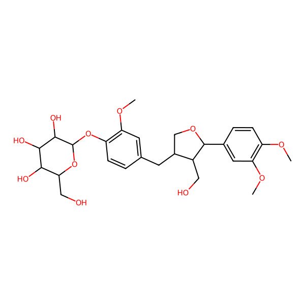 2D Structure of 2-[4-[[5-(3,4-Dimethoxyphenyl)-4-(hydroxymethyl)oxolan-3-yl]methyl]-2-methoxyphenoxy]-6-(hydroxymethyl)oxane-3,4,5-triol