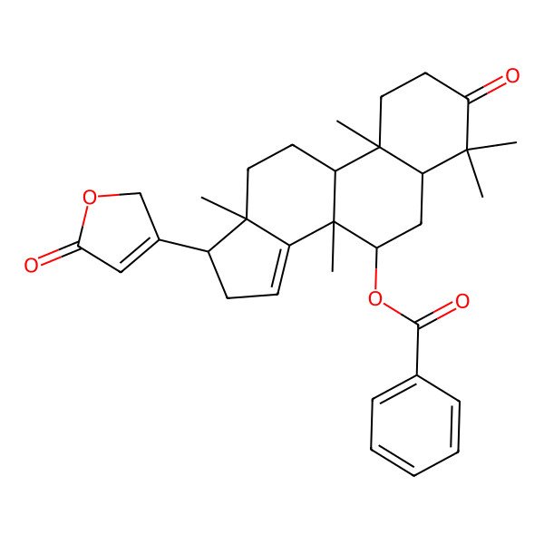 2D Structure of [(5R,7R,8R,9R,10R,13S,17R)-4,4,8,10,13-pentamethyl-3-oxo-17-(5-oxo-2H-furan-3-yl)-1,2,5,6,7,9,11,12,16,17-decahydrocyclopenta[a]phenanthren-7-yl] benzoate