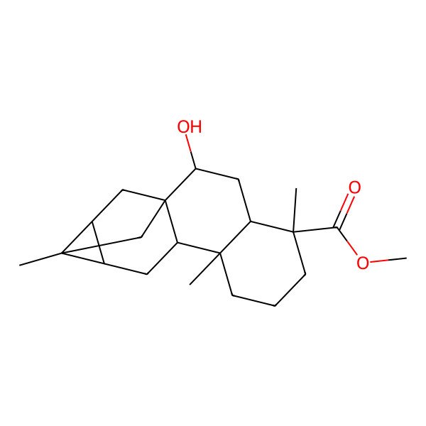 2D Structure of methyl (1R,2R,4S,5R,9S,10S,12R,13R,14S)-2-hydroxy-5,9,13-trimethylpentacyclo[11.2.1.01,10.04,9.012,14]hexadecane-5-carboxylate