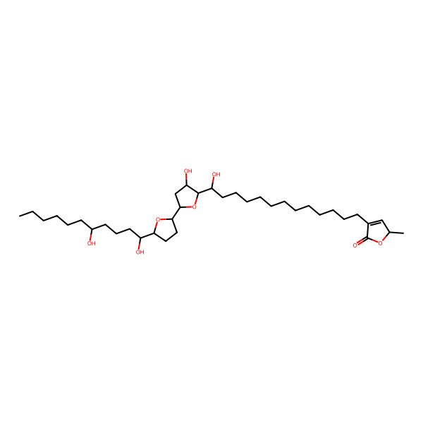 2D Structure of (2S)-4-[(13R)-13-[(2S,3R,5R)-5-[(2R,5R)-5-[(1S,5S)-1,5-dihydroxyundecyl]oxolan-2-yl]-3-hydroxyoxolan-2-yl]-13-hydroxytridecyl]-2-methyl-2H-furan-5-one