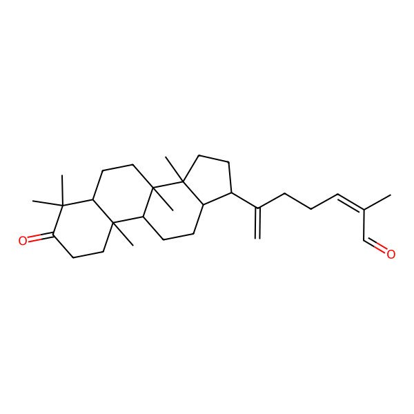 2D Structure of (2E)-2-methyl-6-[(5R,8R,9R,10R,13R,14R,17S)-4,4,8,10,14-pentamethyl-3-oxo-1,2,5,6,7,9,11,12,13,15,16,17-dodecahydrocyclopenta[a]phenanthren-17-yl]hepta-2,6-dienal