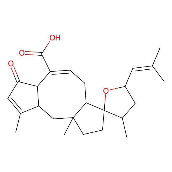 2D Structure of 1',3,4'-Trimethyl-5-(2-methylprop-1-enyl)-6'-oxospiro[oxolane-2,12'-tricyclo[9.3.0.03,7]tetradeca-4,8-diene]-8'-carboxylic acid