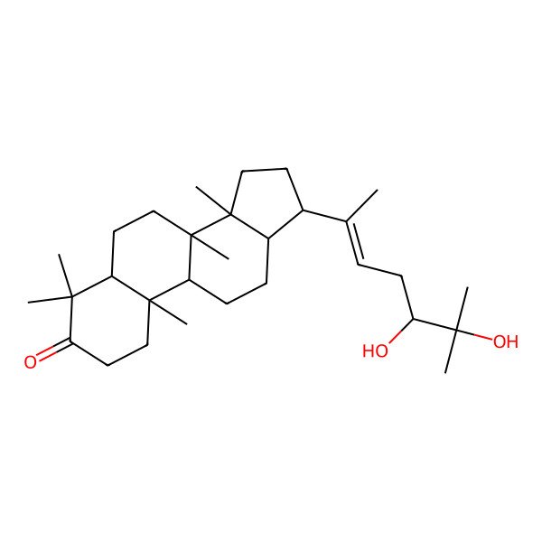 2D Structure of (5R,8R,9R,10R,13R,14R,17S)-17-[(Z,5S)-5,6-dihydroxy-6-methylhept-2-en-2-yl]-4,4,8,10,14-pentamethyl-1,2,5,6,7,9,11,12,13,15,16,17-dodecahydrocyclopenta[a]phenanthren-3-one