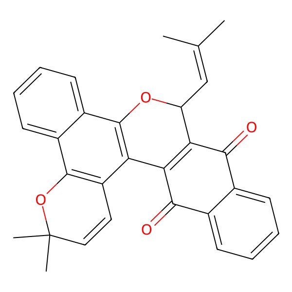2D Structure of (12S)-23,23-dimethyl-12-(2-methylprop-1-enyl)-13,22-dioxahexacyclo[12.12.0.02,11.04,9.015,20.021,26]hexacosa-1(14),2(11),4,6,8,15,17,19,21(26),24-decaene-3,10-dione