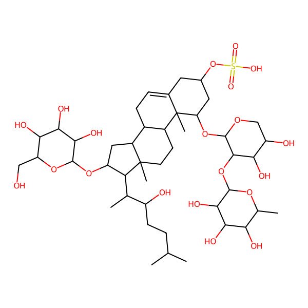 2D Structure of [1-[4,5-dihydroxy-3-(3,4,5-trihydroxy-6-methyloxan-2-yl)oxyoxan-2-yl]oxy-17-(3-hydroxy-6-methylheptan-2-yl)-10,13-dimethyl-16-[3,4,5-trihydroxy-6-(hydroxymethyl)oxan-2-yl]oxy-2,3,4,7,8,9,11,12,14,15,16,17-dodecahydro-1H-cyclopenta[a]phenanthren-3-yl] hydrogen sulfate