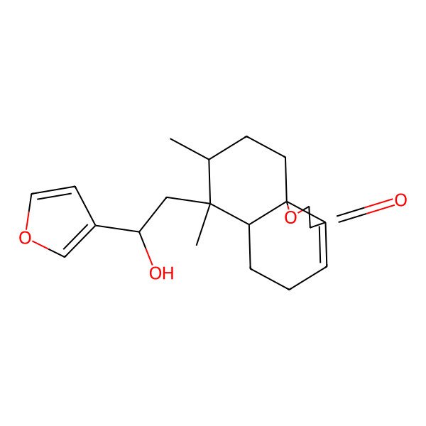 2D Structure of (6aR,7S,8R,10aS)-7-[(2R)-2-(furan-3-yl)-2-hydroxyethyl]-7,8-dimethyl-5,6,6a,8,9,10-hexahydrobenzo[h][1]benzofuran-3-one