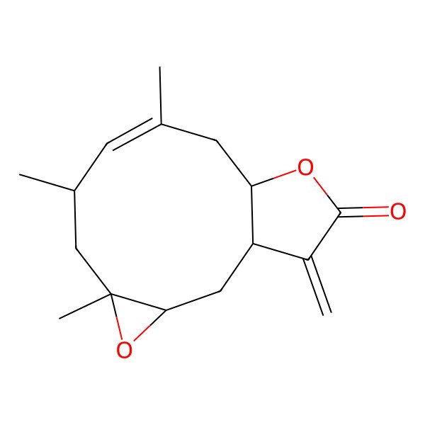 2D Structure of (1R,3S,5R,7R,8E,11R)-5,7,9-trimethyl-14-methylidene-4,12-dioxatricyclo[9.3.0.03,5]tetradec-8-en-13-one