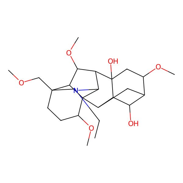 2D Structure of (2R,3R,4S,5S,6S,8R,13S,16S,17R,18R)-11-ethyl-6,16,18-trimethoxy-13-(methoxymethyl)-11-azahexacyclo[7.7.2.12,5.01,10.03,8.013,17]nonadecane-4,8-diol