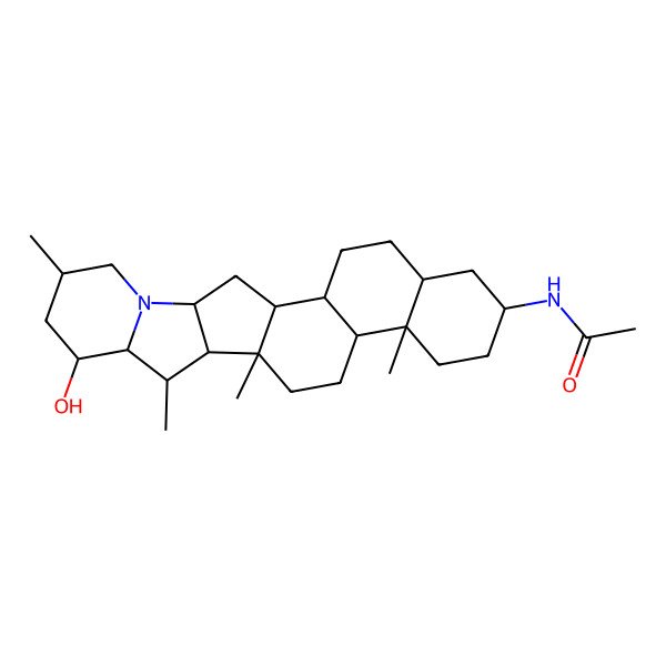 2D Structure of N-(18-hydroxy-10,14,16,20-tetramethyl-22-azahexacyclo[12.10.0.02,11.05,10.015,23.017,22]tetracosan-7-yl)acetamide