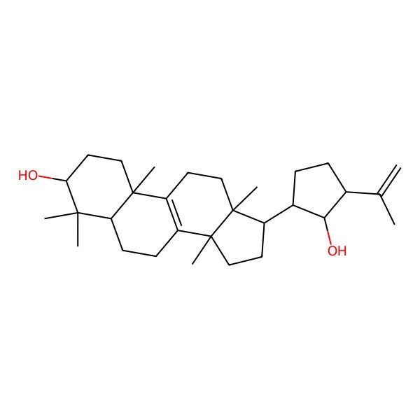 2D Structure of 17-(2-hydroxy-3-prop-1-en-2-ylcyclopentyl)-4,4,10,13,14-pentamethyl-2,3,5,6,7,11,12,15,16,17-decahydro-1H-cyclopenta[a]phenanthren-3-ol