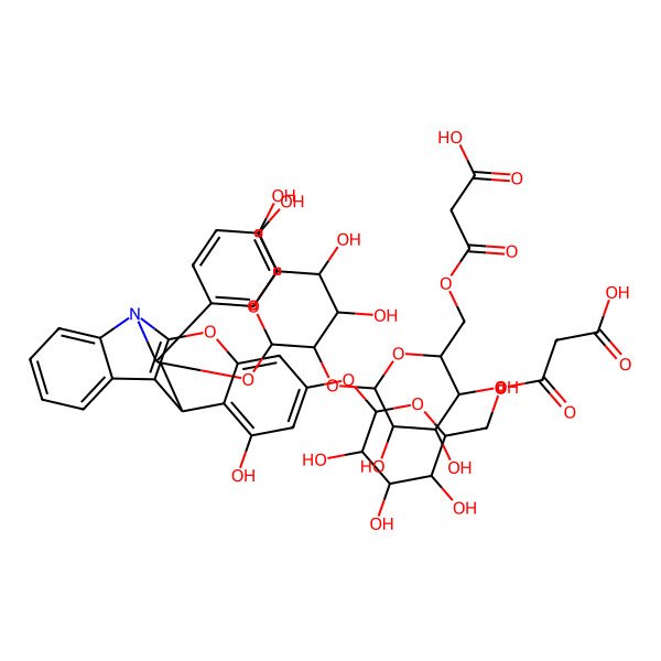 2D Structure of 3-[[(2R,3S,4S,5R,6S)-6-[(2S,3R,4S,5S,6R)-2-[[(11S)-15-[(2S,3R,4S,5S,6R)-6-[(2-carboxyacetyl)oxymethyl]-3,4,5-trihydroxyoxan-2-yl]oxy-13-hydroxy-9-(4-hydroxyphenyl)-18-oxa-8-azapentacyclo[9.8.0.02,7.08,19.012,17]nonadeca-1(19),2,4,6,9,12,14,16-octaen-10-yl]oxy]-4,5-dihydroxy-6-(hydroxymethyl)oxan-3-yl]oxy-3,4,5-trihydroxyoxan-2-yl]methoxy]-3-oxopropanoic acid
