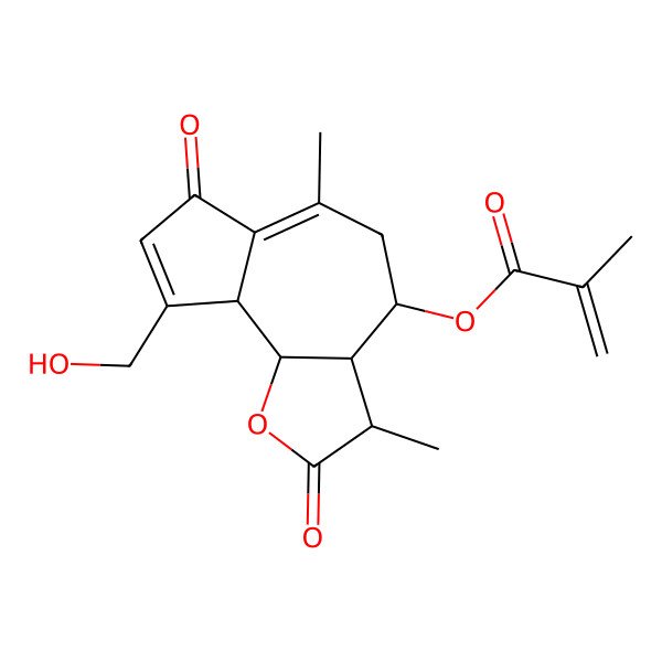 2D Structure of [9-(Hydroxymethyl)-3,6-dimethyl-2,7-dioxo-3,3a,4,5,9a,9b-hexahydroazuleno[4,5-b]furan-4-yl] 2-methylprop-2-enoate