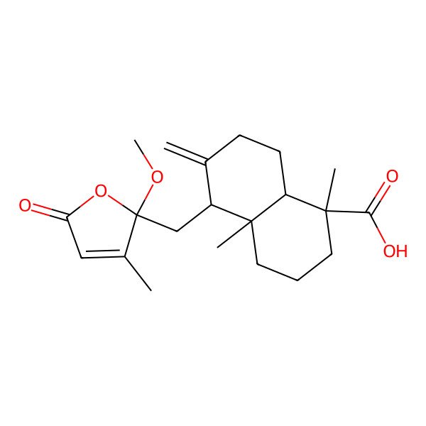 2D Structure of (1S,4aR,5S,8aR)-5-[(2-methoxy-3-methyl-5-oxofuran-2-yl)methyl]-1,4a-dimethyl-6-methylidene-3,4,5,7,8,8a-hexahydro-2H-naphthalene-1-carboxylic acid