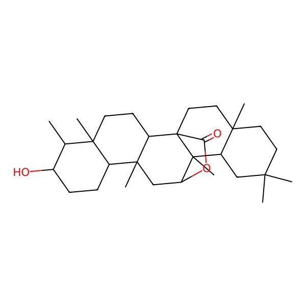 2D Structure of 7-Hydroxy-5,6,11,14,17,17,20-heptamethyl-24-oxahexacyclo[11.9.2.01,14.02,11.05,10.015,20]tetracosan-23-one