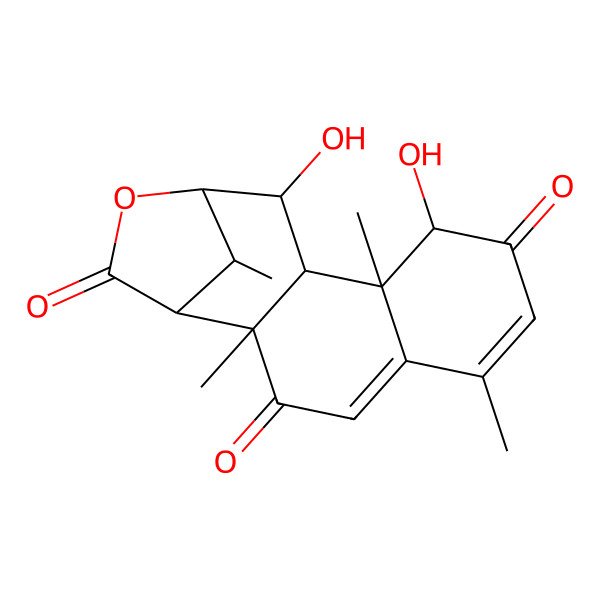 2D Structure of (1R,2S,9R,10S,11S,12S,13S,16S)-9,12-dihydroxy-2,6,10,16-tetramethyl-14-oxatetracyclo[11.2.1.02,11.05,10]hexadeca-4,6-diene-3,8,15-trione