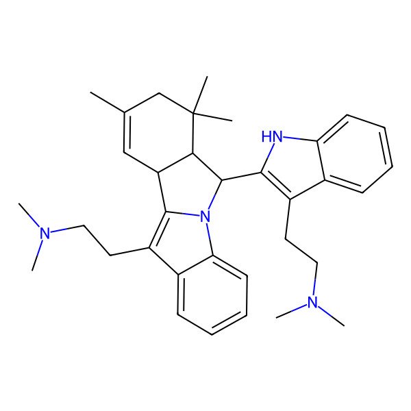 2D Structure of 2-[2-[11-[2-(dimethylamino)ethyl]-7,7,9-trimethyl-6,6a,8,10a-tetrahydroisoindolo[2,1-a]indol-6-yl]-1H-indol-3-yl]-N,N-dimethylethanamine