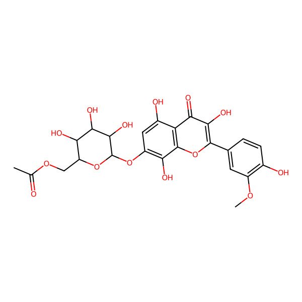 2D Structure of [3,4,5-Trihydroxy-6-[3,5,8-trihydroxy-2-(4-hydroxy-3-methoxyphenyl)-4-oxochromen-7-yl]oxyoxan-2-yl]methyl acetate
