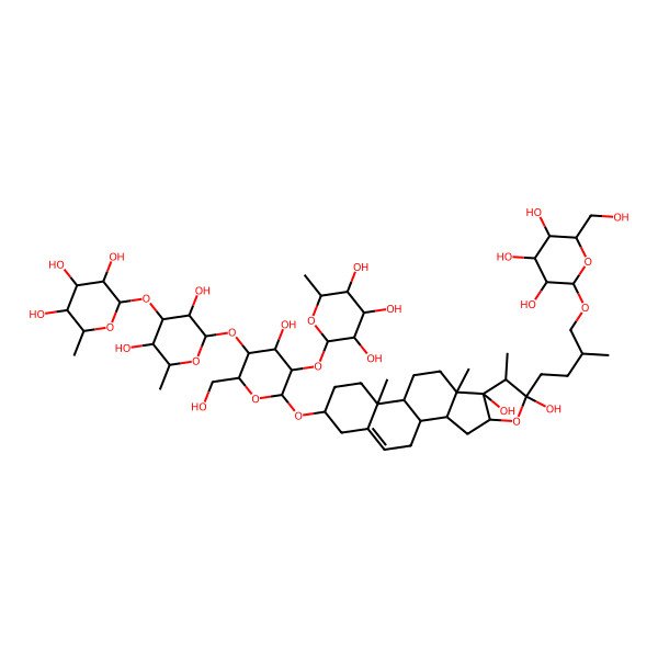 2D Structure of (2S,3R,4R,5R,6S)-2-[(2S,3R,4R,5S,6S)-2-[(2R,3S,4S,5R,6R)-6-[[(1R,2S,4S,6R,7S,8S,9S,12S,13R,16S)-6,8-dihydroxy-7,9,13-trimethyl-6-[(3R)-3-methyl-4-[(2S,3S,4R,5R,6S)-3,4,5-trihydroxy-6-(hydroxymethyl)oxan-2-yl]oxybutyl]-5-oxapentacyclo[10.8.0.02,9.04,8.013,18]icos-18-en-16-yl]oxy]-4-hydroxy-2-(hydroxymethyl)-5-[(2S,3R,4R,5R,6S)-3,4,5-trihydroxy-6-methyloxan-2-yl]oxyoxan-3-yl]oxy-3,5-dihydroxy-6-methyloxan-4-yl]oxy-6-methyloxane-3,4,5-triol