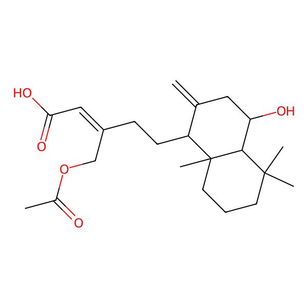 2D Structure of (Z)-5-[(1R,4R,4aR,8aS)-4-hydroxy-5,5,8a-trimethyl-2-methylidene-3,4,4a,6,7,8-hexahydro-1H-naphthalen-1-yl]-3-(acetyloxymethyl)pent-2-enoic acid