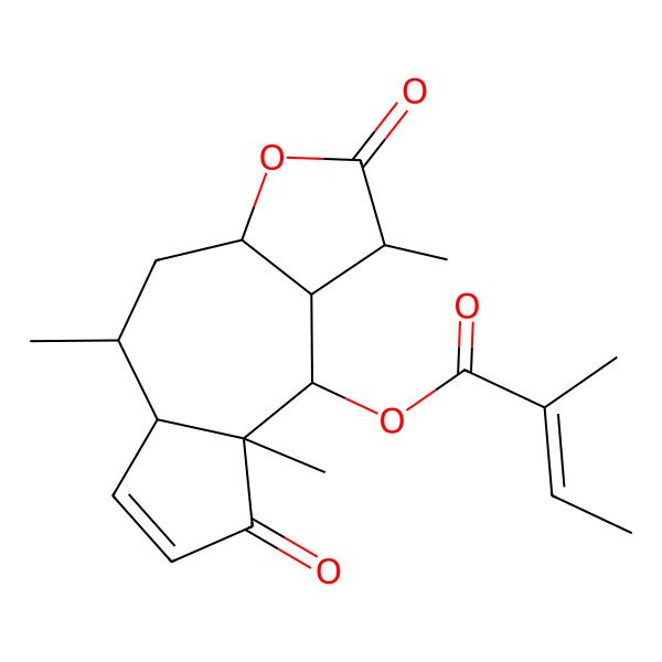 2D Structure of [(1R,3aS,5R,5aR,8aR,9S,9aR)-1,5,8a-trimethyl-2,8-dioxo-3a,4,5,5a,9,9a-hexahydro-1H-azuleno[6,5-b]furan-9-yl] (E)-2-methylbut-2-enoate