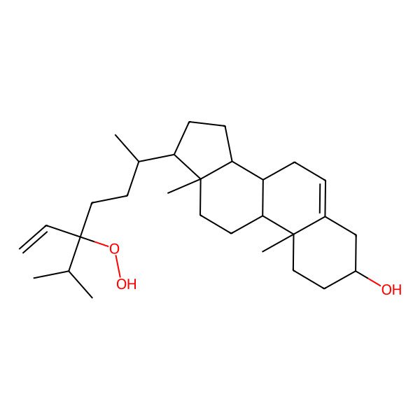 2D Structure of (3S,8S,9S,10R,13R,14S,17R)-17-[(2R,5S)-5-hydroperoxy-5-propan-2-ylhept-6-en-2-yl]-10,13-dimethyl-2,3,4,7,8,9,11,12,14,15,16,17-dodecahydro-1H-cyclopenta[a]phenanthren-3-ol