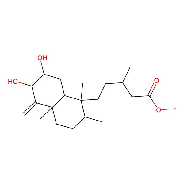 2D Structure of methyl (3R)-5-[(1S,2R,4aR,6R,7R,8aR)-6,7-dihydroxy-1,2,4a-trimethyl-5-methylidene-3,4,6,7,8,8a-hexahydro-2H-naphthalen-1-yl]-3-methylpentanoate