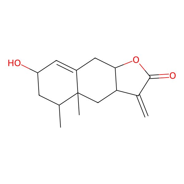 2D Structure of (3aR,4aR,5S,7S,9aR)-7-hydroxy-4a,5-dimethyl-3-methylidene-4,5,6,7,9,9a-hexahydro-3aH-benzo[f][1]benzofuran-2-one