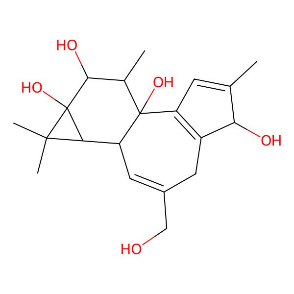 2D Structure of (1S,5S,10S,11R,13S,14R,15R)-8-(hydroxymethyl)-4,12,12,15-tetramethyltetracyclo[8.5.0.02,6.011,13]pentadeca-2(6),3,8-triene-1,5,13,14-tetrol
