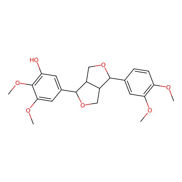 2D Structure of 5-[(3S,3aR,6S,6aR)-3-(3,4-dimethoxyphenyl)-1,3,3a,4,6,6a-hexahydrofuro[3,4-c]furan-6-yl]-2,3-dimethoxyphenol