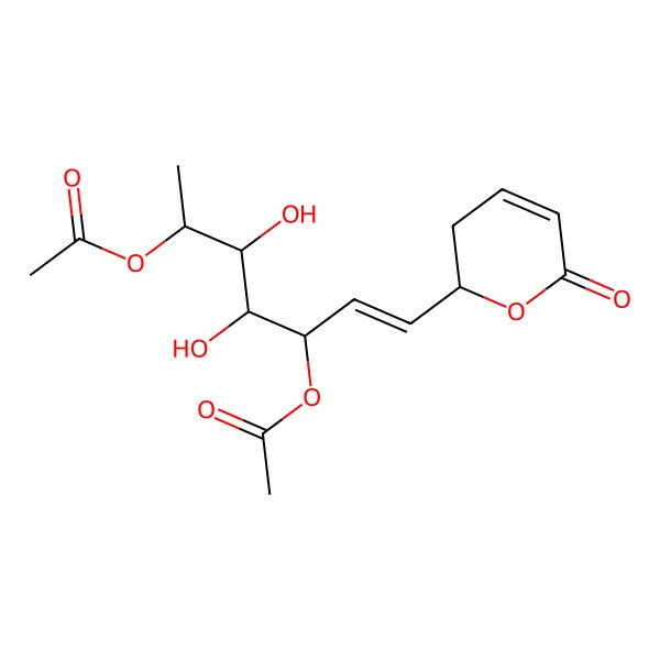 2D Structure of [(Z,2S,3R,4S,5R)-5-acetyloxy-3,4-dihydroxy-7-[(2R)-6-oxo-2,3-dihydropyran-2-yl]hept-6-en-2-yl] acetate