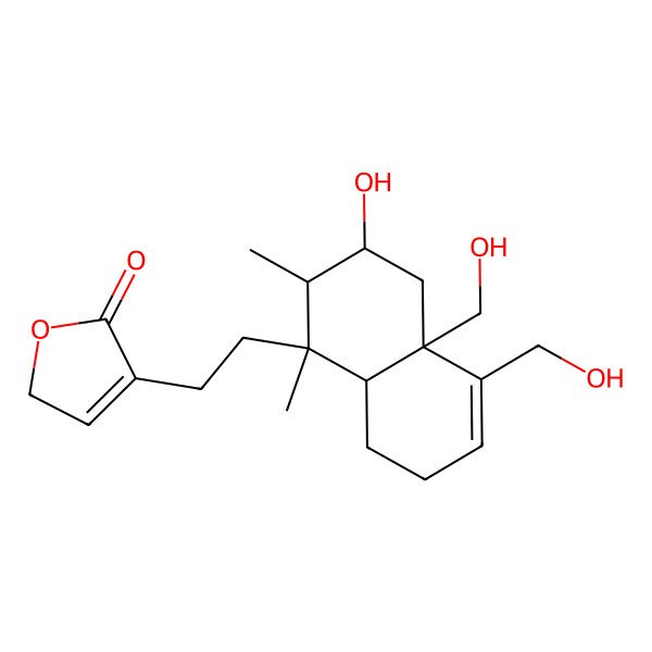 2D Structure of 4-[2-[(1R,2S,3S,4aS,8aR)-3-hydroxy-4a,5-bis(hydroxymethyl)-1,2-dimethyl-2,3,4,7,8,8a-hexahydronaphthalen-1-yl]ethyl]-2H-furan-5-one
