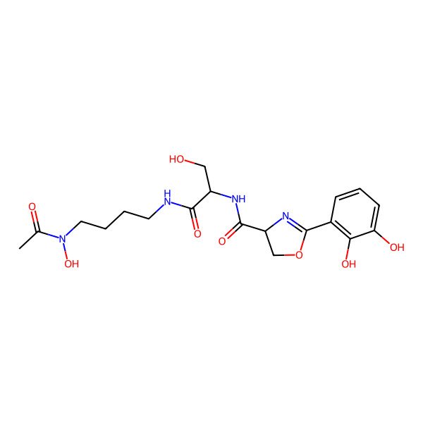 2D Structure of N-[1-[4-[acetyl(hydroxy)amino]butylamino]-3-hydroxy-1-oxopropan-2-yl]-2-(2,3-dihydroxyphenyl)-4,5-dihydro-1,3-oxazole-4-carboxamide