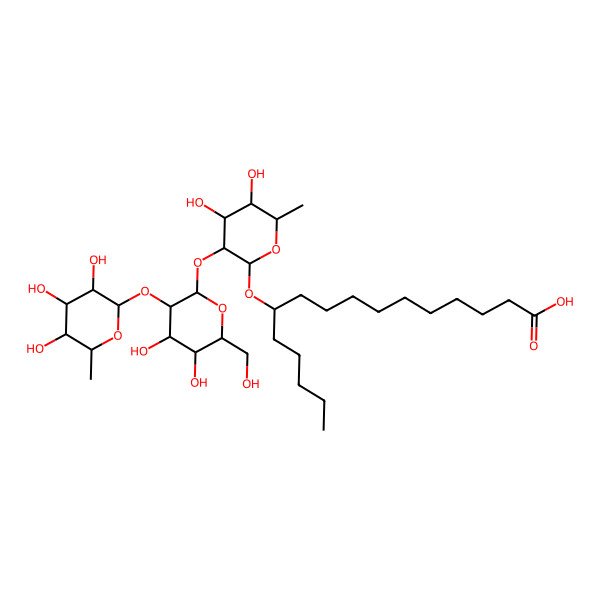 2D Structure of (11S)-11-[(2R,3R,4S,5R,6R)-3-[(2S,3R,4S,5R,6R)-4,5-dihydroxy-6-(hydroxymethyl)-3-[(2S,3R,4R,5R,6S)-3,4,5-trihydroxy-6-methyloxan-2-yl]oxyoxan-2-yl]oxy-4,5-dihydroxy-6-methyloxan-2-yl]oxyhexadecanoic acid