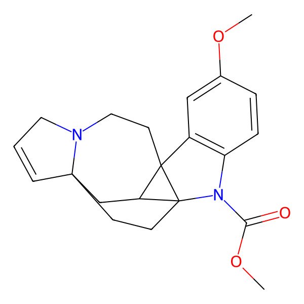 2D Structure of methyl (1S,9R,12R,19S)-4-methoxy-8,16-diazahexacyclo[10.6.2.01,9.02,7.09,19.012,16]icosa-2(7),3,5,13-tetraene-8-carboxylate