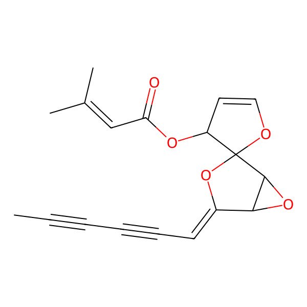 2D Structure of [(1S,2R,3'S,4Z,5R)-4-hexa-2,4-diynylidenespiro[3,6-dioxabicyclo[3.1.0]hexane-2,2'-3H-furan]-3'-yl] 3-methylbut-2-enoate