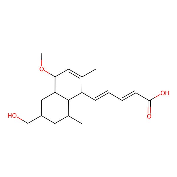 2D Structure of 5-[6-(Hydroxymethyl)-4-methoxy-2,8-dimethyl-1,4,4a,5,6,7,8,8a-octahydronaphthalen-1-yl]penta-2,4-dienoic acid