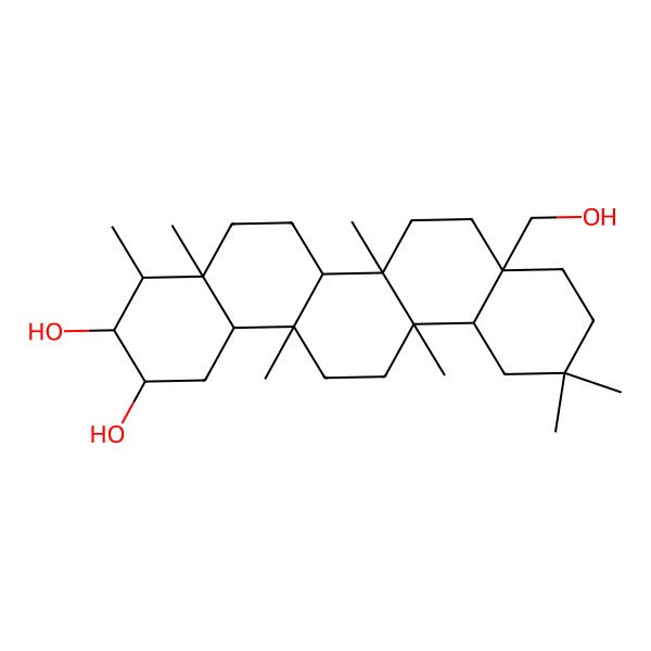2D Structure of 8a-(Hydroxymethyl)-4,4a,6a,6b,11,11,14a-heptamethyl-1,2,3,4,5,6,6a,7,8,9,10,12,12a,13,14,14b-hexadecahydropicene-2,3-diol
