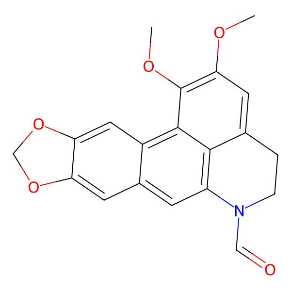 2D Structure of 18,19-Dimethoxy-5,7-dioxa-13-azapentacyclo[10.7.1.02,10.04,8.016,20]icosa-1,3,8,10,12(20),16,18-heptaene-13-carbaldehyde