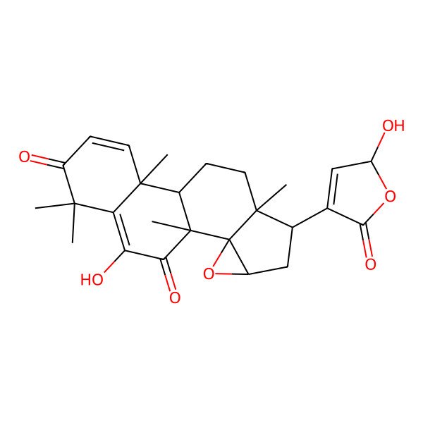 2D Structure of (4R,6R,7S,10R,11S)-17-hydroxy-6-[(2R)-2-hydroxy-5-oxo-2H-furan-4-yl]-1,7,11,15,15-pentamethyl-3-oxapentacyclo[8.8.0.02,4.02,7.011,16]octadeca-12,16-diene-14,18-dione