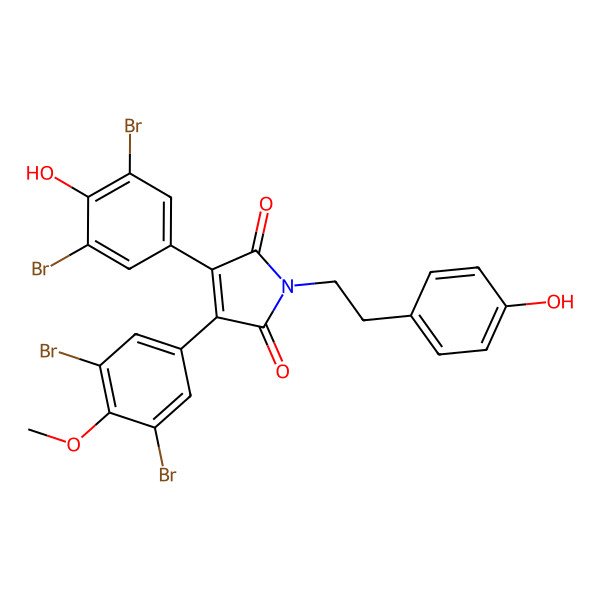 2D Structure of 3-(3,5-Dibromo-4-hydroxyphenyl)-4-(3,5-dibromo-4-methoxyphenyl)-1-[2-(4-hydroxyphenyl)ethyl]pyrrole-2,5-dione