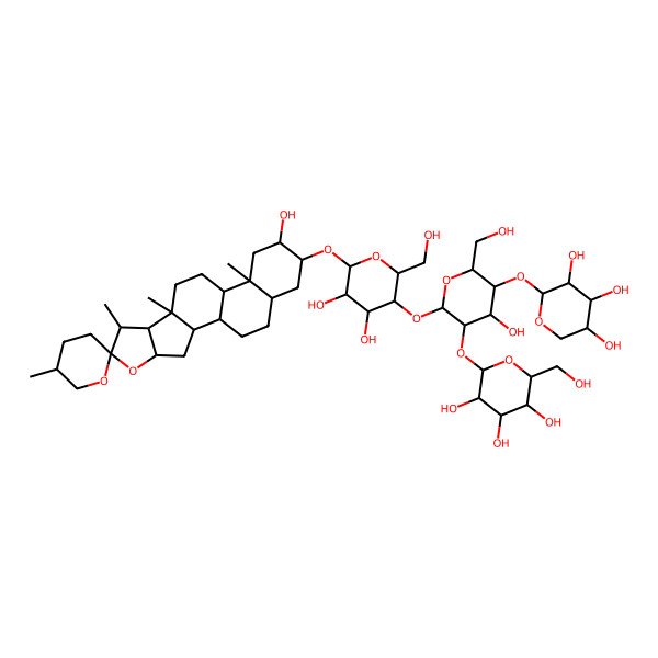 2D Structure of 2-[2-[4,5-Dihydroxy-2-(hydroxymethyl)-6-(15-hydroxy-5',7,9,13-tetramethylspiro[5-oxapentacyclo[10.8.0.02,9.04,8.013,18]icosane-6,2'-oxane]-16-yl)oxyoxan-3-yl]oxy-4-hydroxy-6-(hydroxymethyl)-5-(3,4,5-trihydroxyoxan-2-yl)oxyoxan-3-yl]oxy-6-(hydroxymethyl)oxane-3,4,5-triol