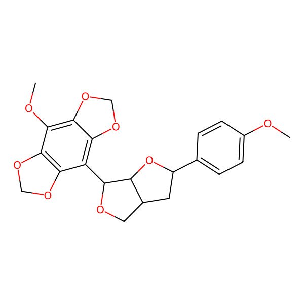 2D Structure of 8-Methoxy-4-[2-(4-methoxyphenyl)-2,3,3a,4,6,6a-hexahydrofuro[2,3-c]furan-6-yl]-[1,3]dioxolo[4,5-f][1,3]benzodioxole
