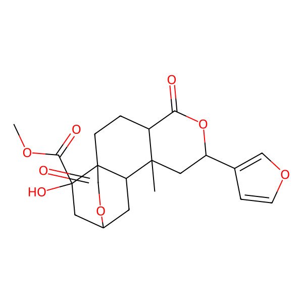 2D Structure of methyl (1S,4S,7S,9S,10S,12R,15R)-7-(furan-3-yl)-15-hydroxy-9-methyl-5,14-dioxo-6,13-dioxatetracyclo[10.2.2.01,10.04,9]hexadecane-15-carboxylate
