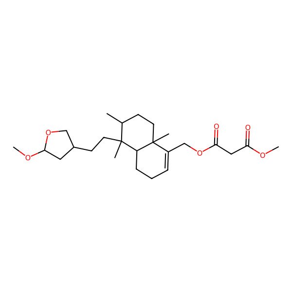 2D Structure of 3-O-[[(4aR,5S,6R,8aR)-5-[2-[(3S,5S)-5-methoxyoxolan-3-yl]ethyl]-5,6,8a-trimethyl-3,4,4a,6,7,8-hexahydronaphthalen-1-yl]methyl] 1-O-methyl propanedioate